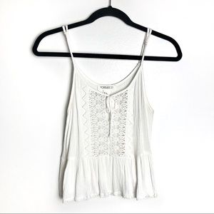 5/$25 F21 Off-White Crochet Design Cami Blouse